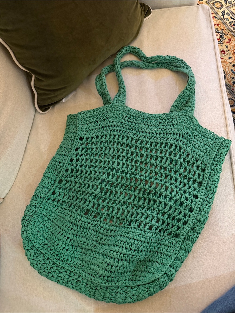 H&M Green Crochet Market Tote